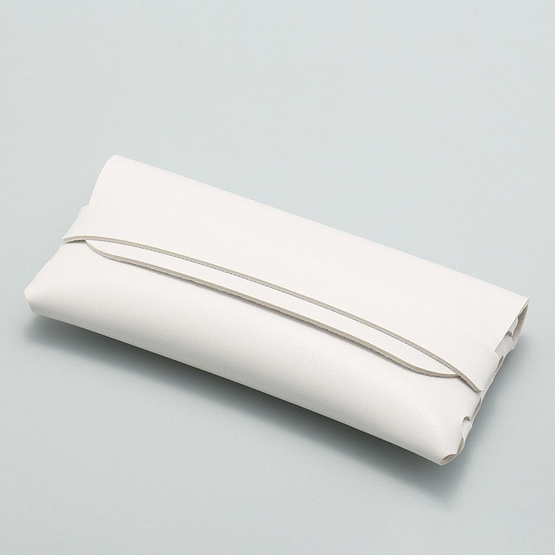 Folding premium soft leather sunglasses roll pouch