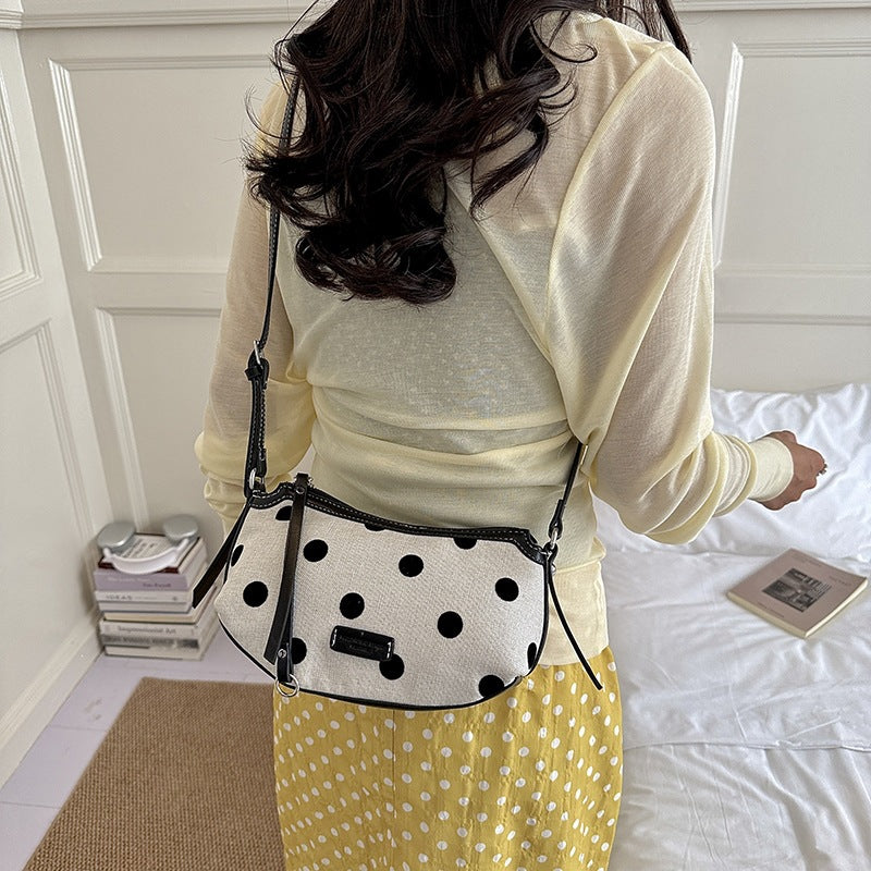 Women's shoulder bag with elegant woven design and removable shoulder strap-https://detail.1688.com/offer/1060210758571.html-Calm Wears-polka dot pattern-nothing-Calm Wears