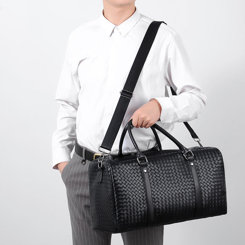Premium Woven Leather Duffel Bag