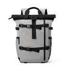 Backpack with roll closure and durable materials