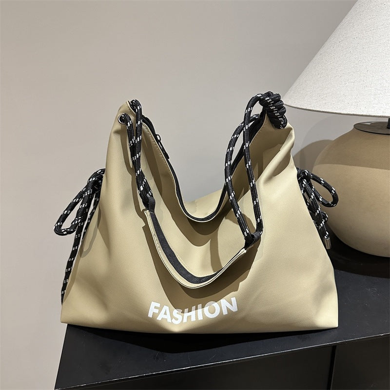 Women's stylish tote bag with braided drawstring-https://detail.1688.com/offer/1000595089868.html-Calm Wears-Khaki-nothing-Calm Wears
