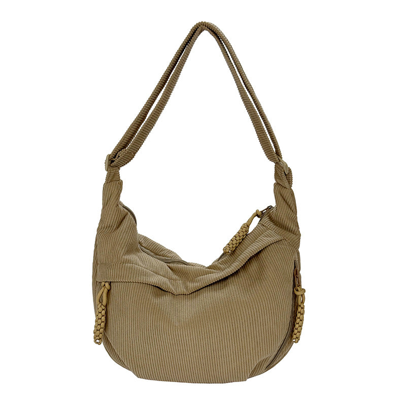 Shoulder bag with artistic fan design