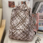 Backpack with Fashionable Check Pattern and Practical Compartments
