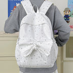 Starry Print Bow-Detail Backpack