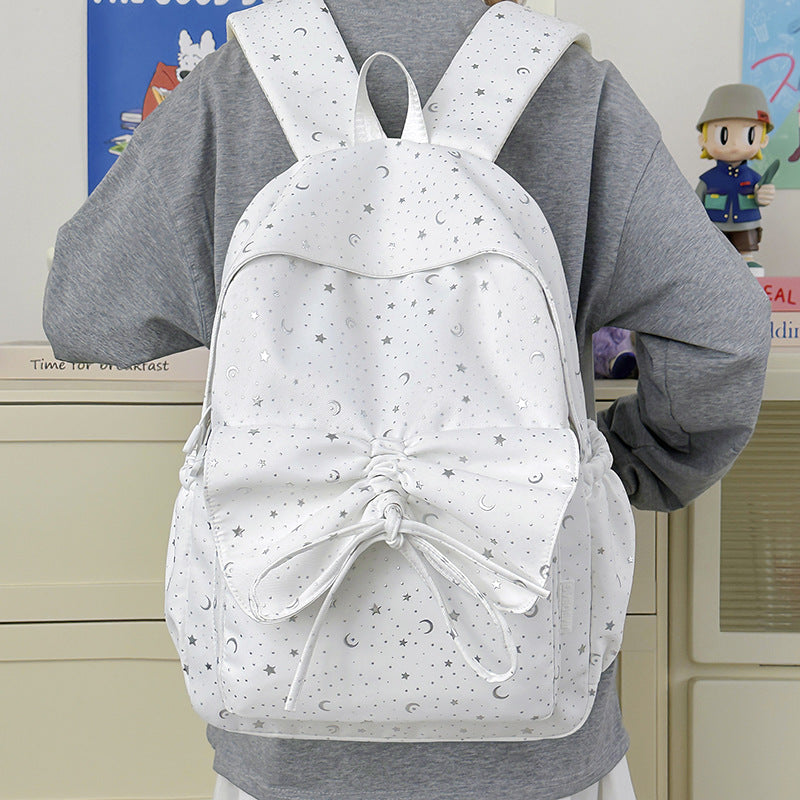 Starry Print Bow-Detail Backpack