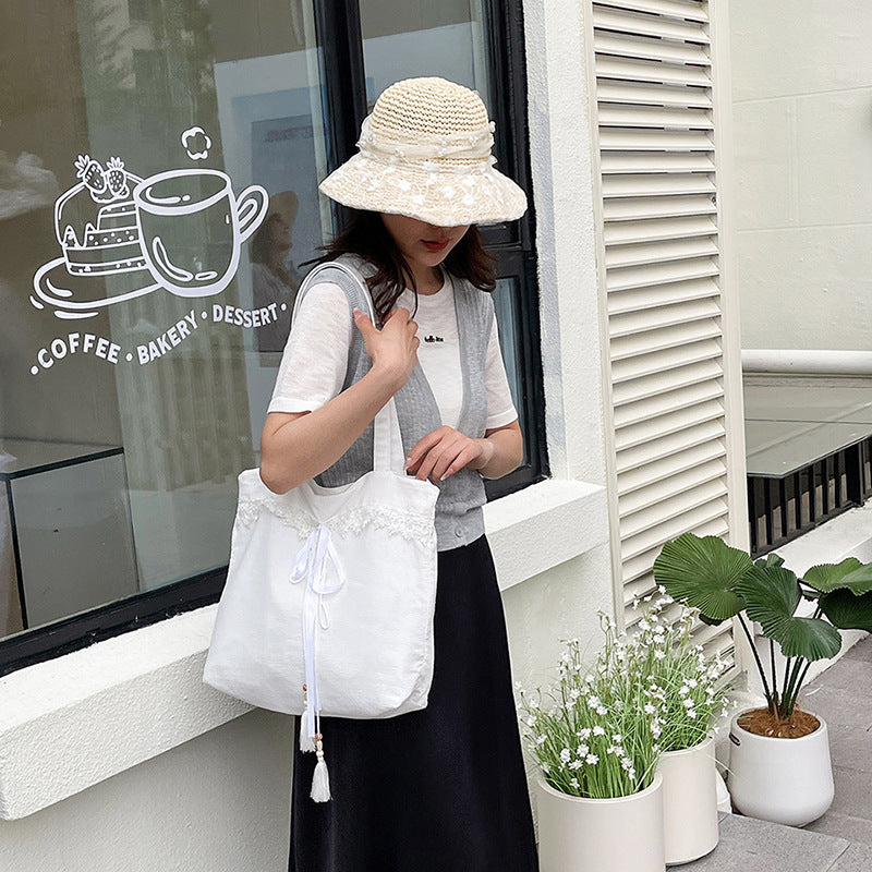 Chic Embroidered Shoulder Tote Bag