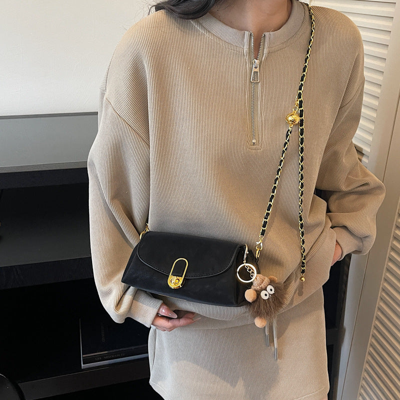 Women's shoulder bag with decorative pendant and luxurious chain strap-https://detail.1688.com/offer/1012944025362.html-Calm Wears-Braun-Size: With pendant-Calm Wears
