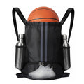 Sporty backpack with shoe compartment and water bottle holders