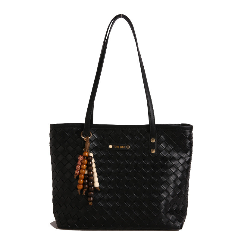 Ladies elegant braided Tote Bag-https://detail.1688.com/offer/964410202280.html-Calm Wears-Black-Size: Single package without tag-Calm Wears