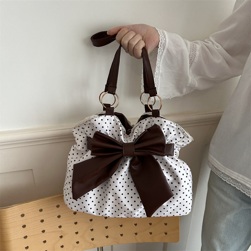 WoCharming Polka Dot Bow Tote Bag