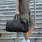 Woven Faux Leather Travel Duffel Bag