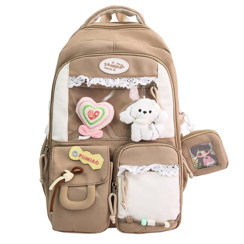 Cute and Functional School Backpack-https://detail.1688.com/offer/935111825205.html-Calm Wears-Khaki-Calm Wears