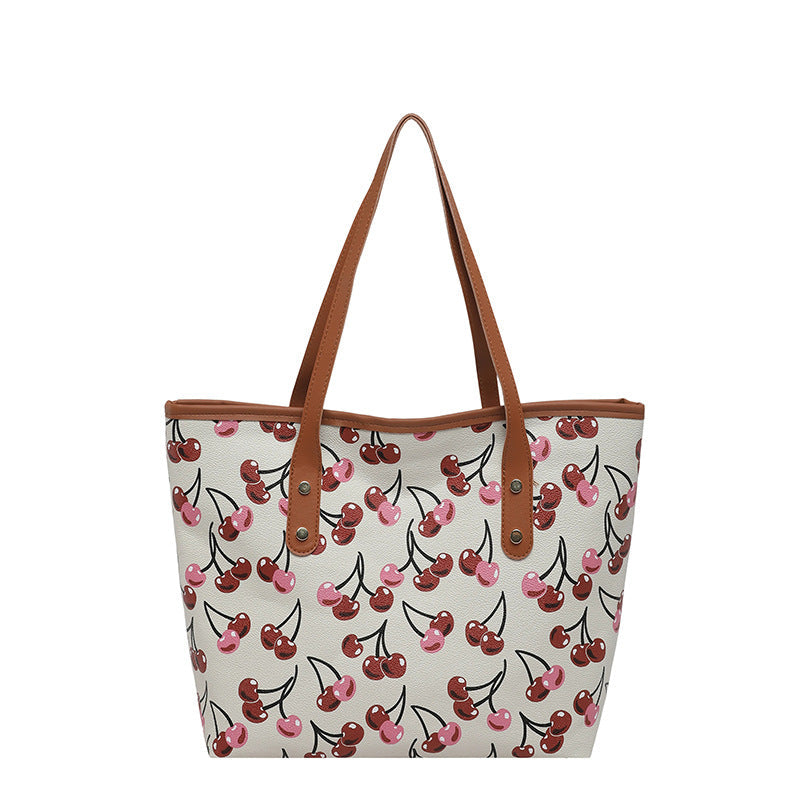 Women's Tote Bag with Fruity Cherry Design-https://detail.1688.com/offer/1044003895506.html-Calm Wears-Black-nothing-Calm Wears
