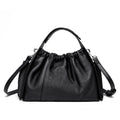Textured Leather Drawstring Satchel