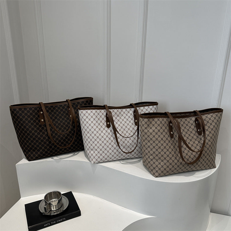 Ladies elegant tote bag with geometric pattern-https://detail.1688.com/offer/999218311520.html-Calm Wears-Khaki-nothing-Calm Wears