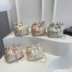 Elegant Floral Print Drawstring Bucket Bag