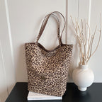 Stylish Reversible Leopard Print Tote Bag