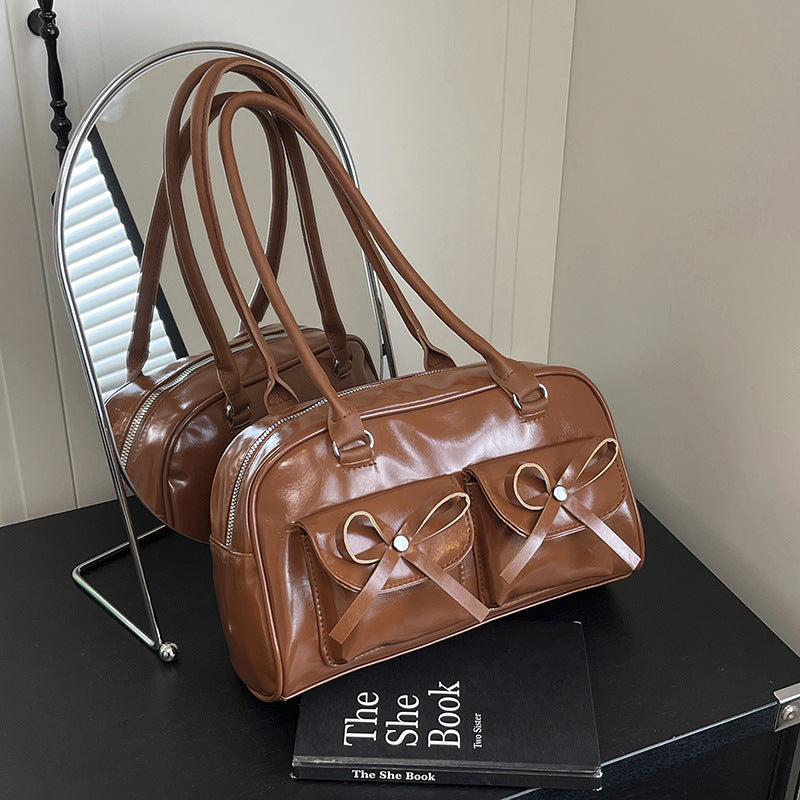 Stylish Multifunctional Handbag with Bow Detail