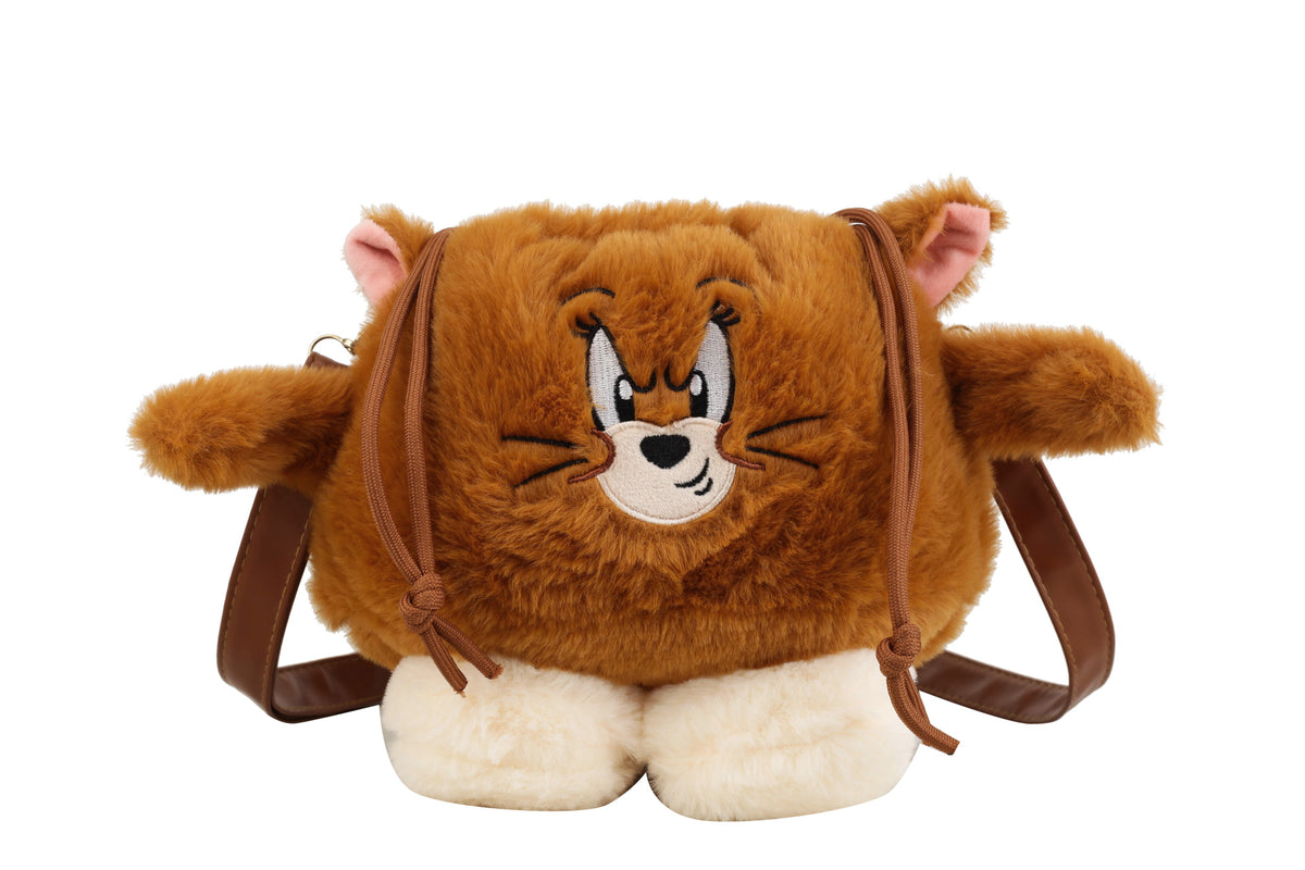 Plush Shoulder Bag with Animal Motif and High Cuddliness