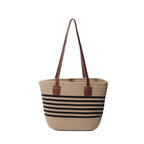 Striped Woven Beach Tote Bag
