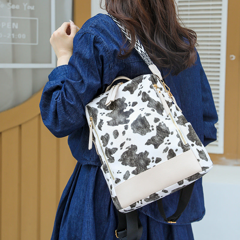 Fashionable Cow Print Backpack