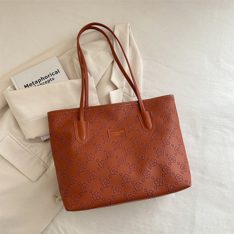 Floral Embossed Tote Bag