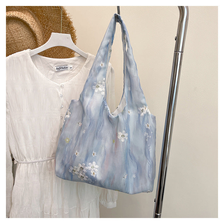 Elegant Floral Printed Shoulder Tote Bag