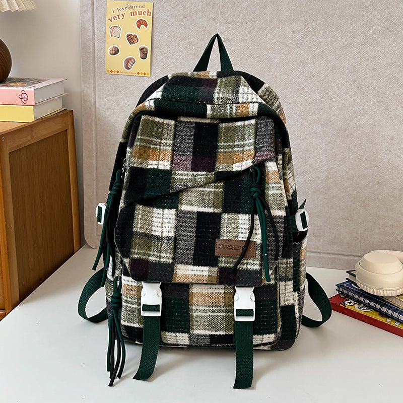 Stylish Checked Pattern Backpack for Daily Travel