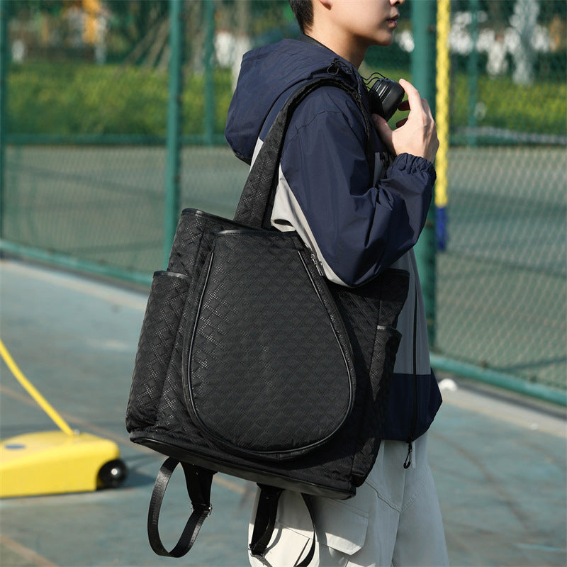 Quilted Multi-Pocket Tote Bag