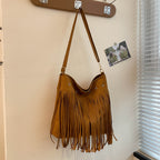 Suede Fringe Shoulder Bag