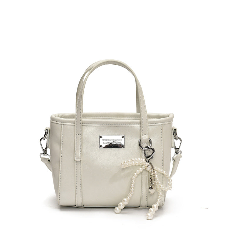 Ladies Mini Handbag with Pearl-Embellished Pendant-https://detail.1688.com/offer/900748775427.html-Calm Wears-White-Size: With pendant-Calm Wears