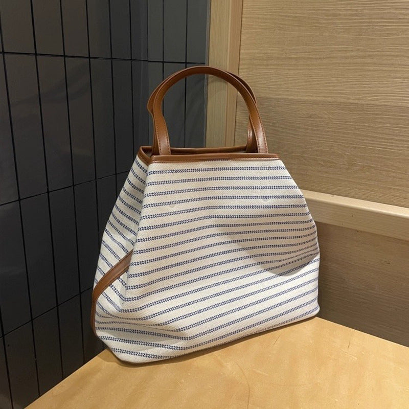 Striped Canvas Tote Bag