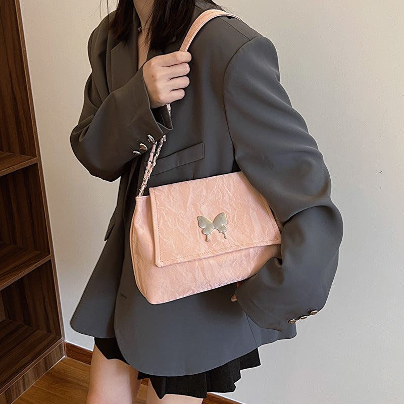 Chic Butterfly Accent Slouchy Handbag