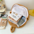 Plush backpack with animal motif and practical compartments