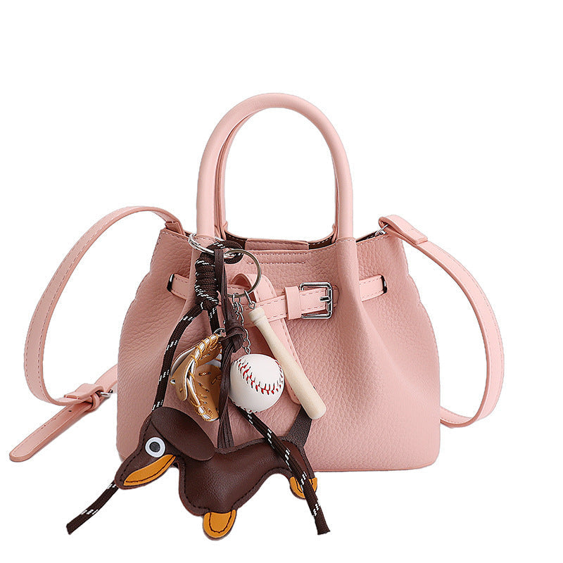 Women Designer Bucket Bag with playful animal charm-https://detail.1688.com/offer/1008333918449.html-Calm Wears-Rosa-nothing-Calm Wears