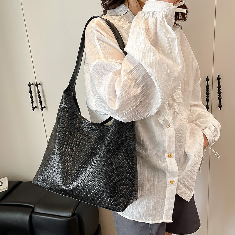 Sleek Textured Leather Hobo Handbag