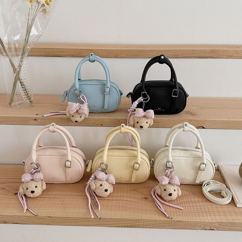 Women's mini handbag with removable teddy keychain