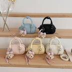 Women's mini handbag with removable teddy keychain