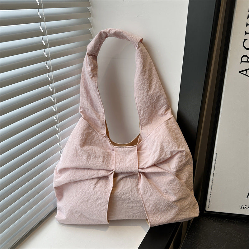 Bow Accent Fabric Tote Bag