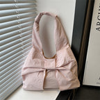 Bow Accent Fabric Tote Bag