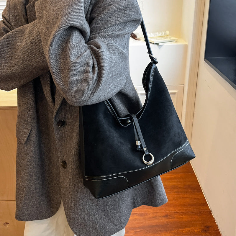 Women's elegant tote bag with authentic suede elements-https://detail.1688.com/offer/995332575880.html-Calm Wears-Black-nothing-Calm Wears