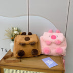 Plush shoulder bag with animal motif and shoulder strap