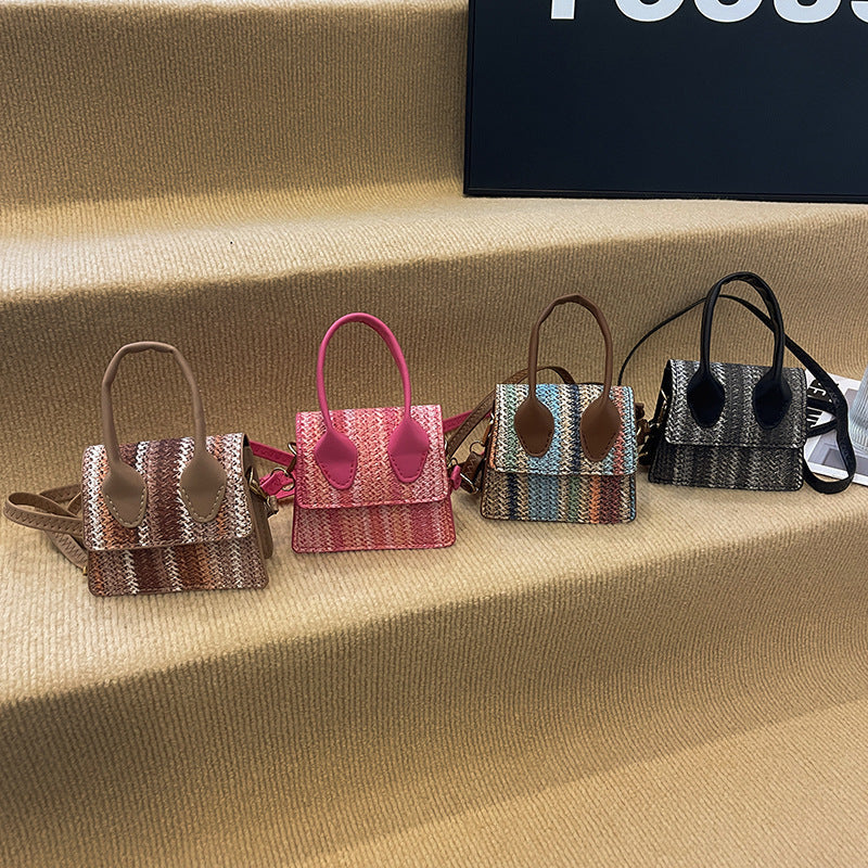 Women's mini bag with woven design and detachable shoulder strap