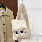 Plush shoulder bag with cat motif