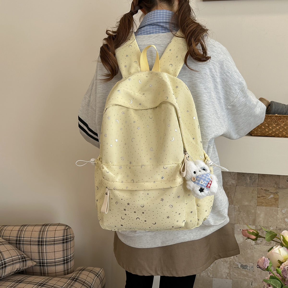 Backpack with Sparkling Stars and Modern Details