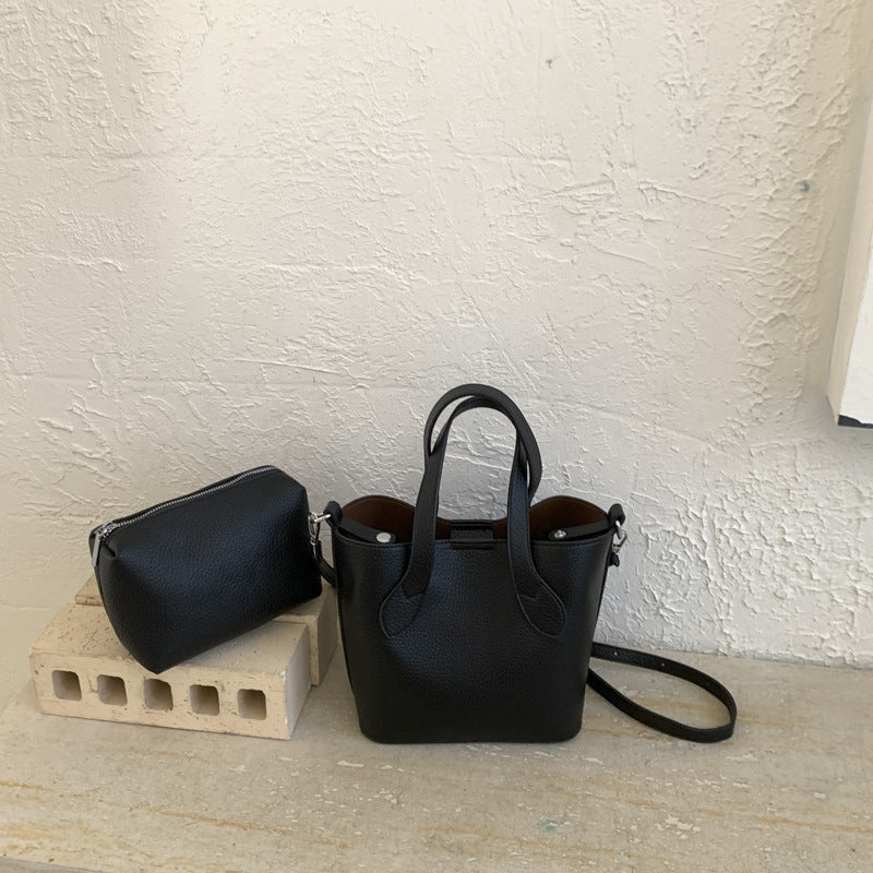 Women's mini shoulder bag with removable cosmetic pouch