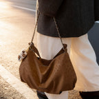 Ladies elegant hobo bag made of structured synthetic leather with detachable tag-https://detail.1688.com/offer/990311729867.html-Calm Wears-Braun-Size: With pendant-Calm Wears