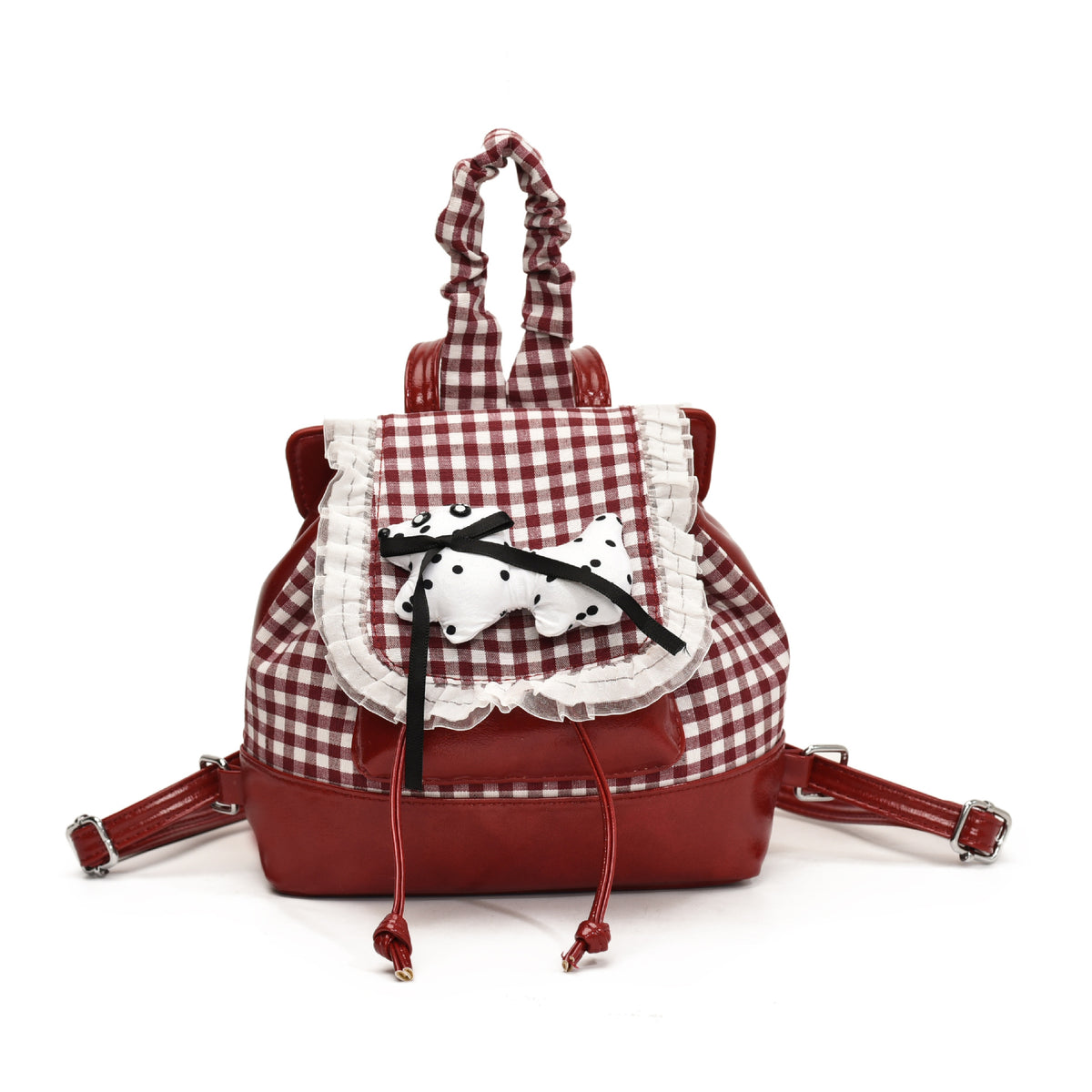 Playful backpack with checkered pattern and animal appliqué