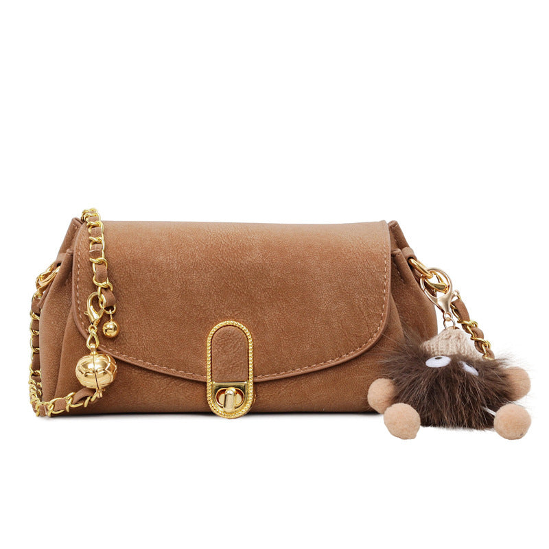 Women's shoulder bag with decorative pendant and luxurious chain strap-https://detail.1688.com/offer/1012944025362.html-Calm Wears-Braun-Size: With pendant-Calm Wears