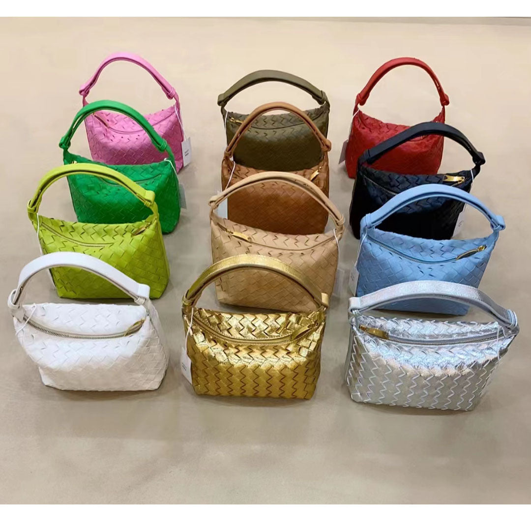 Woven Leather Satchel Bag